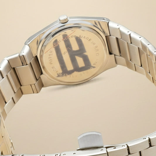 Classic Stainless Steel Watch – Black Dial Luxury Edition