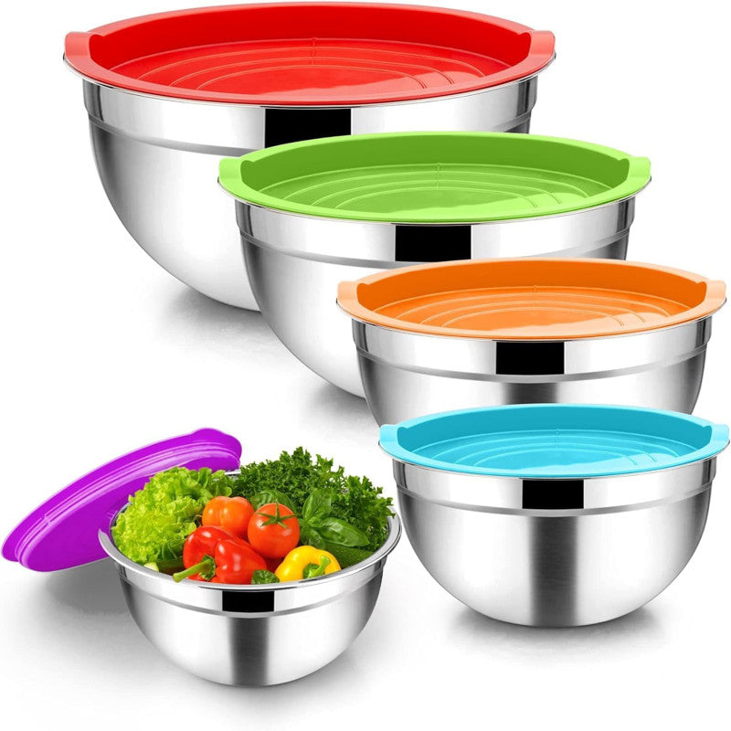 5-Piece Stainless Steel Nesting Set – Salad Bowls with Polished Mirror Finish