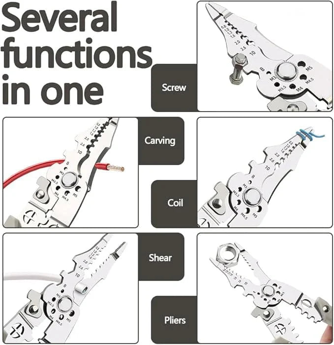 Multifunctional Wire Stripper Crimper Cable Cutter – 10-in-1 Heavy Duty Electrical Tool