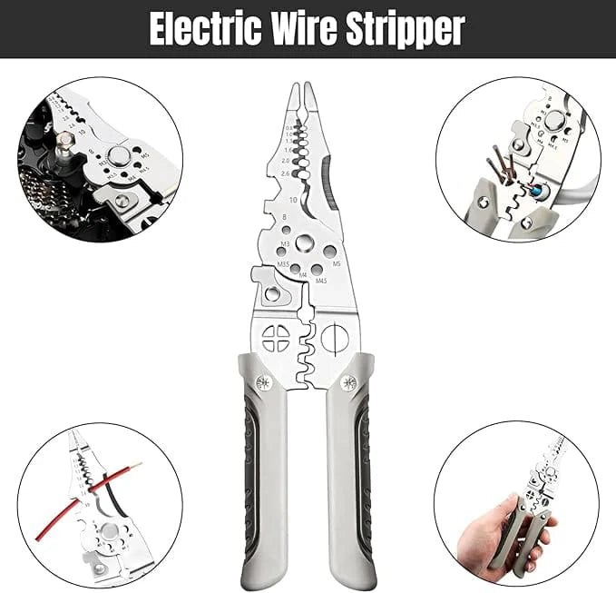 Multifunctional Wire Stripper Crimper Cable Cutter – 10-in-1 Heavy Duty Electrical Tool