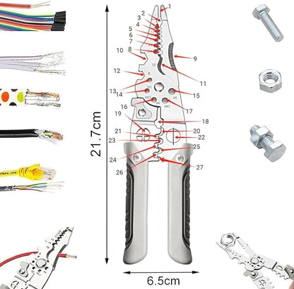 Multifunctional Wire Stripper Crimper Cable Cutter – 10-in-1 Heavy Duty Electrical Tool