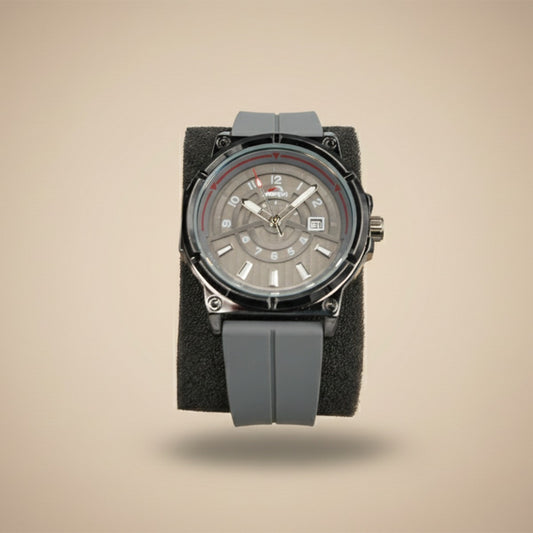 Sporty Luxury Wristwatch – Grey Dial with Modern Rubber Strap