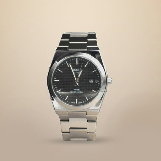 Classic Stainless Steel Watch – Black Dial Luxury Edition